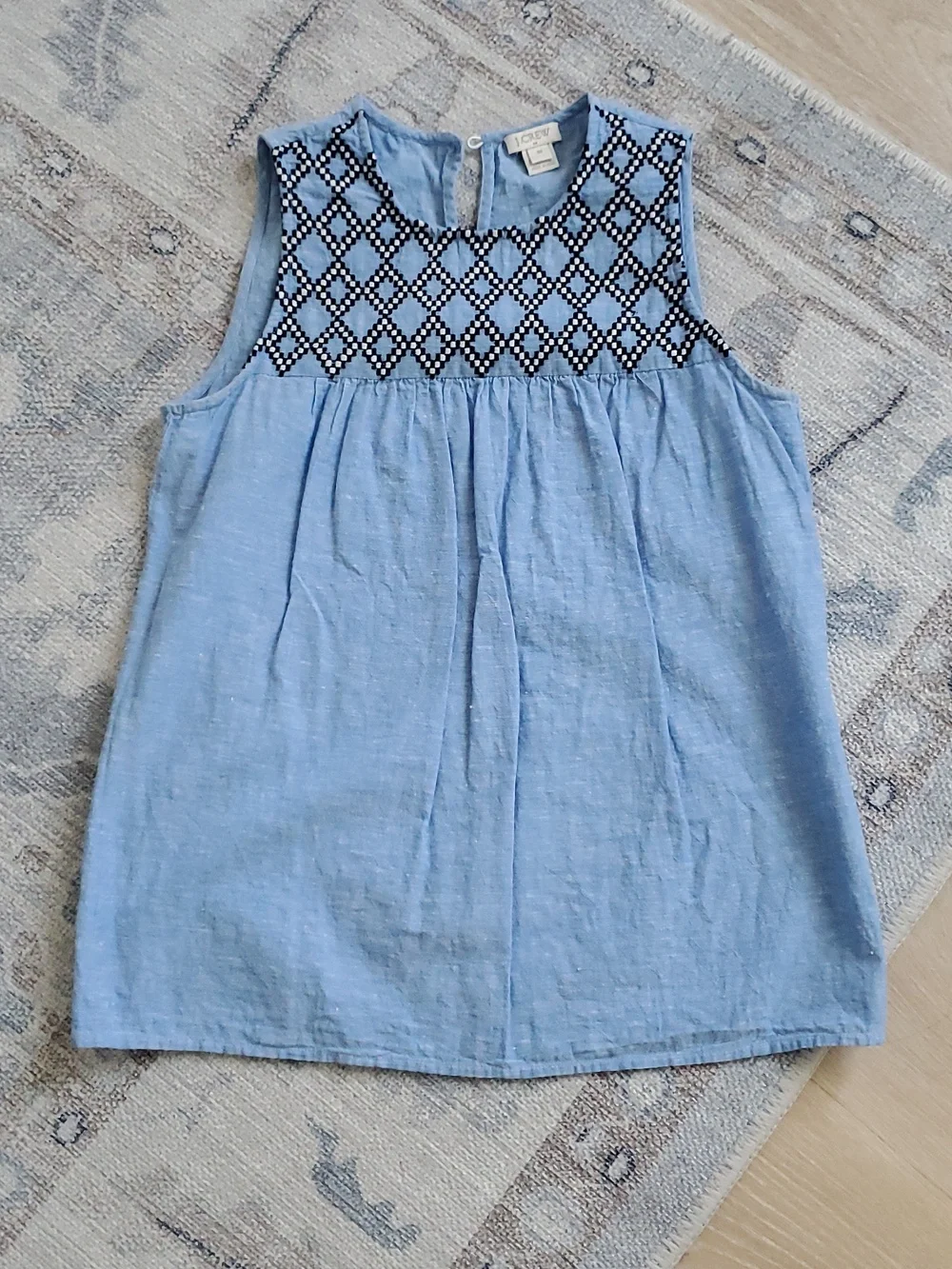 J. Crew Linen Cotton Embroidered Shift Tank Sz00